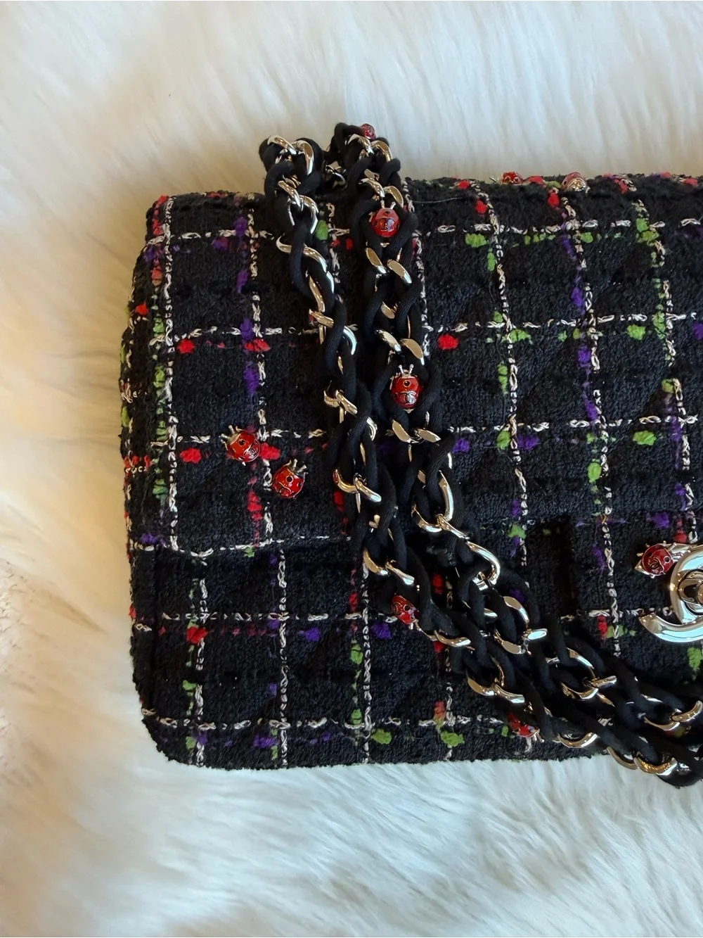 Chanel Ladybug Tweed Flap Bag - Pristine Condition, Full Set